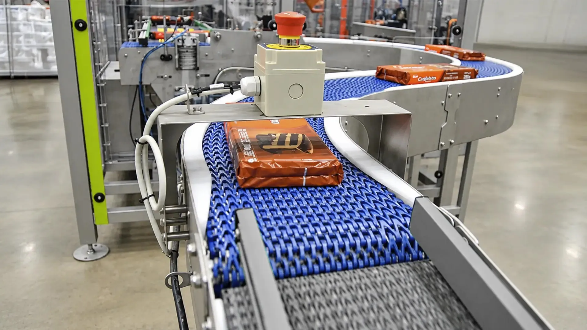 Confectionery packaging automation: TRFRapidpack robotic case packer for flow-wrapped products.