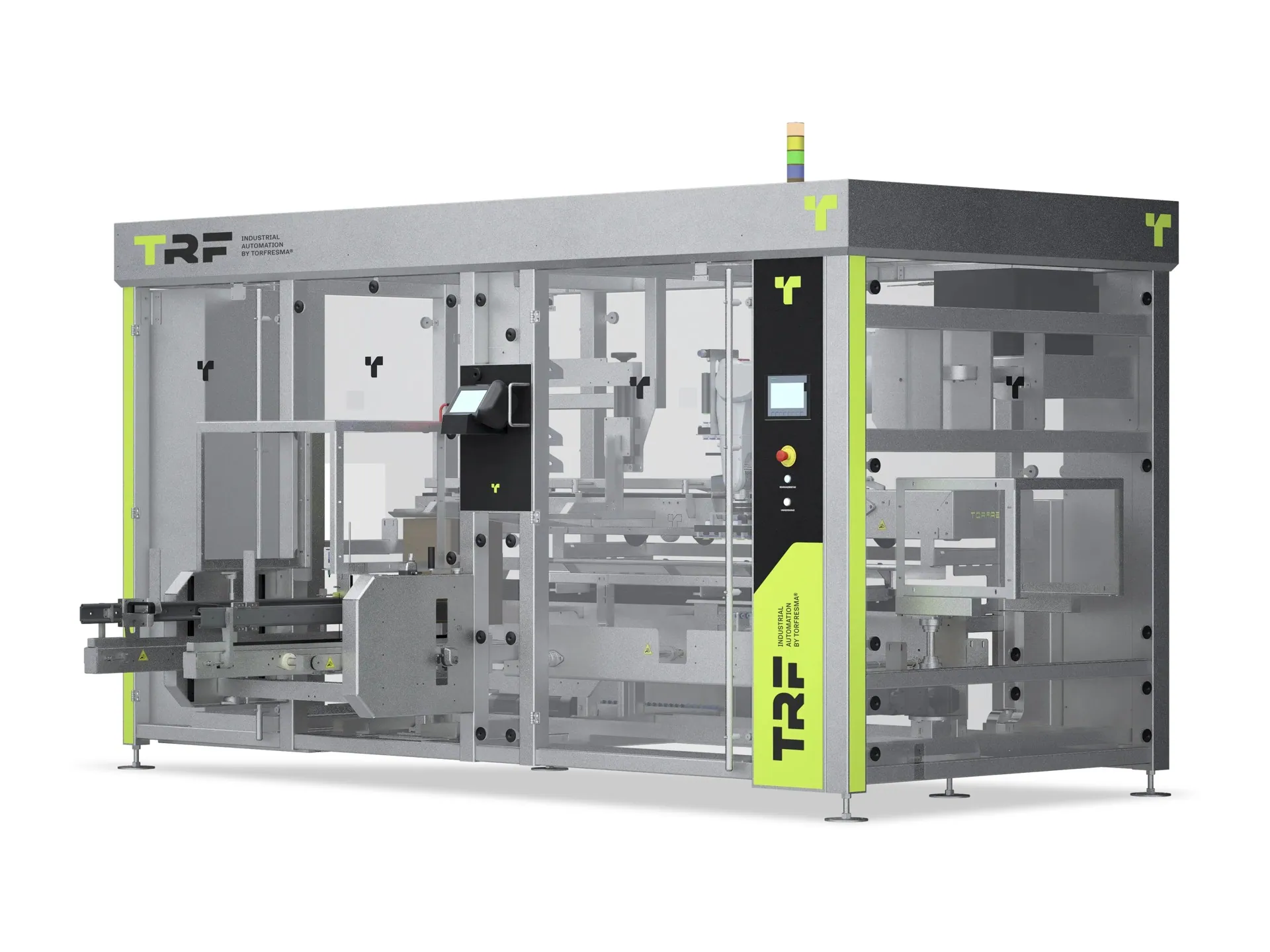 Close-up of a gripper picking a thermoformed package for case packing.