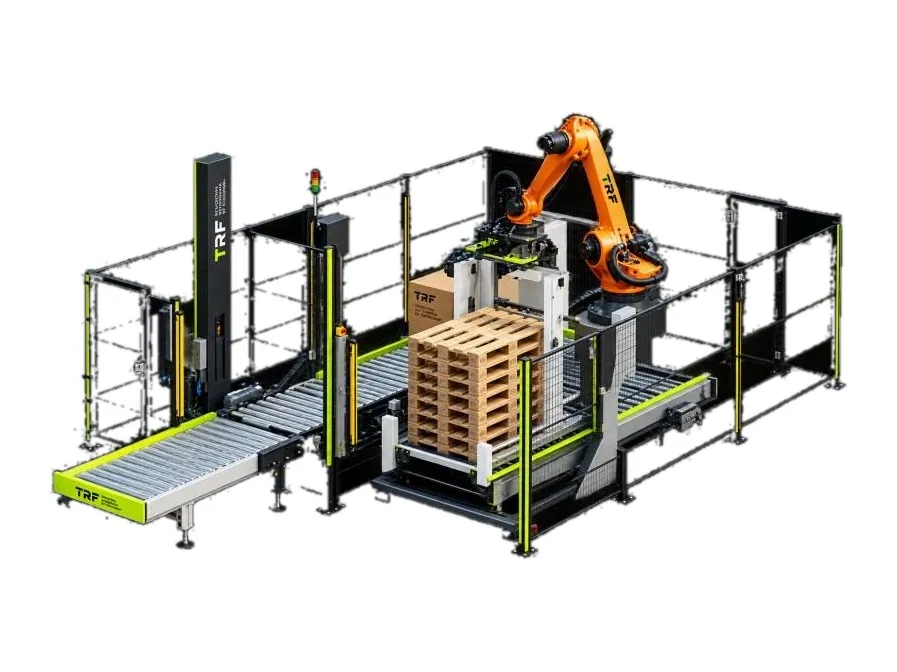 Bag palletizing with a TRF robotic palletizer.